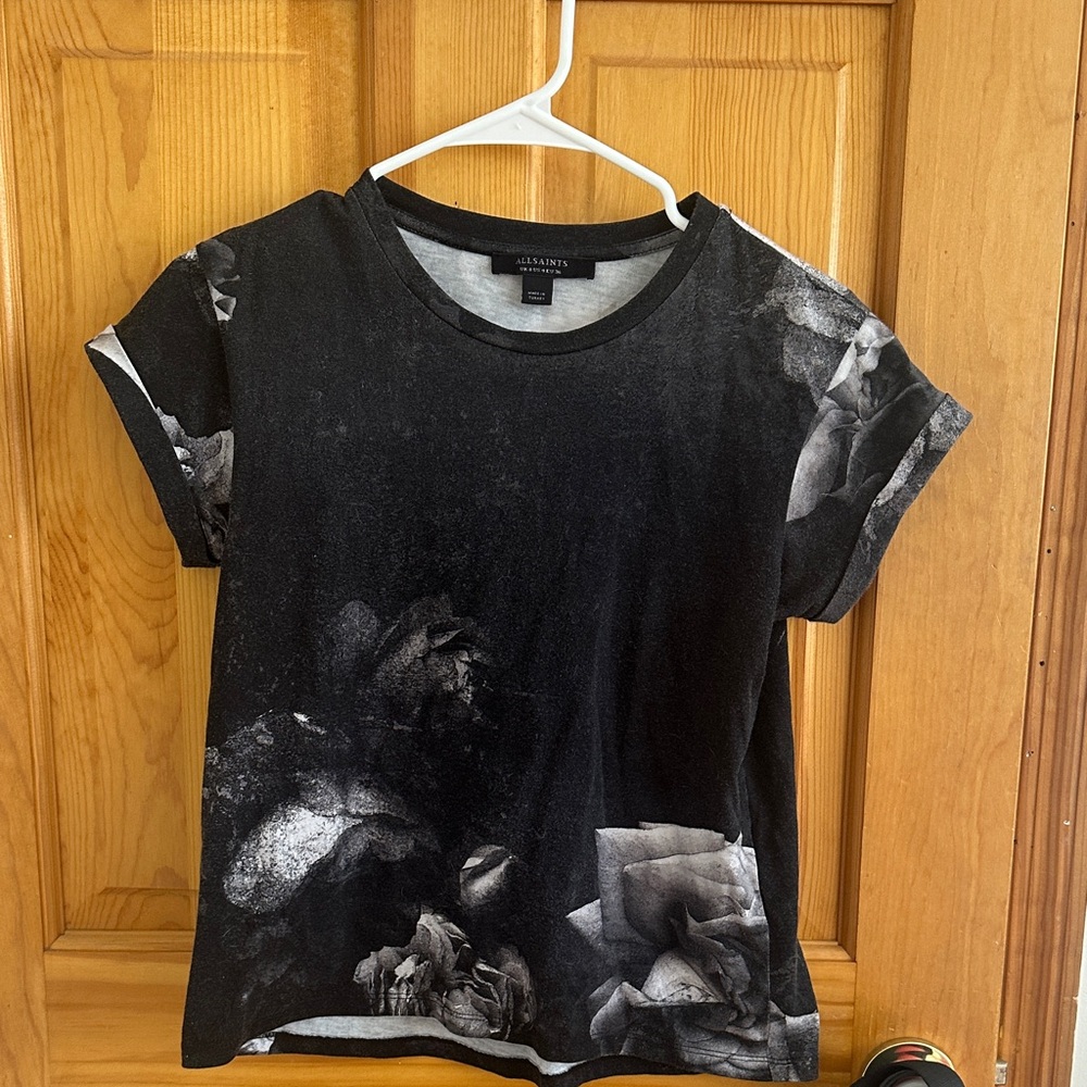 All Saints Black and Gray Women's Top